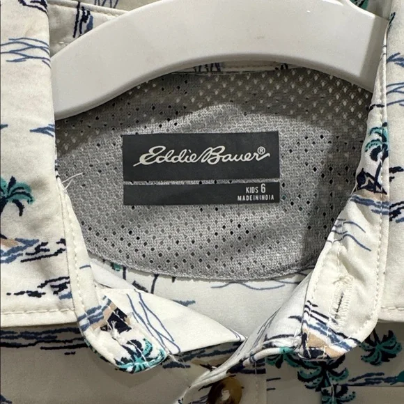Eddie Bauer Kids Tropical Print Shirt - White and Blue - Picture 2 of 4